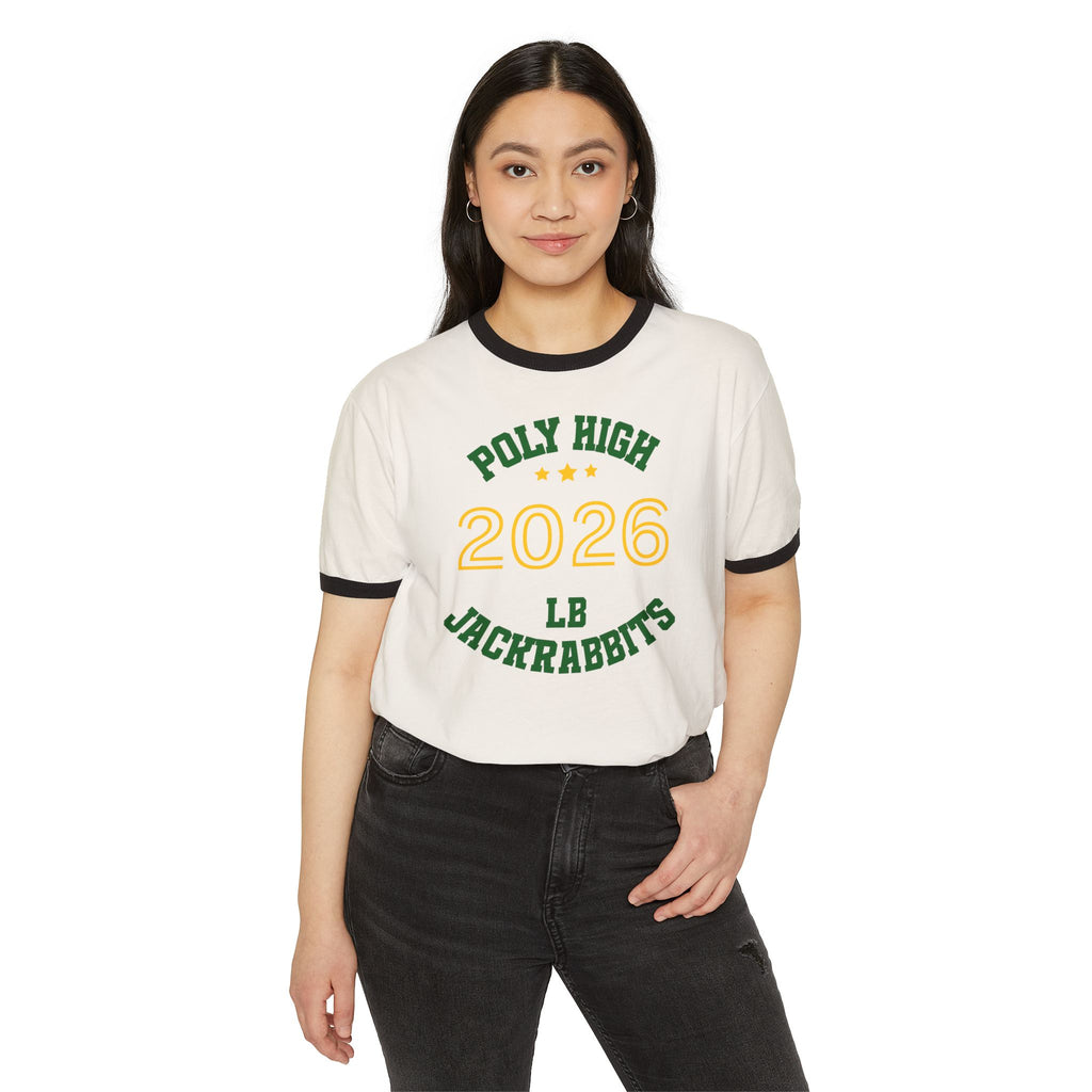 LB Poly Personalizable "Graduation Year" Badge Unisex Ringer T-Shirt