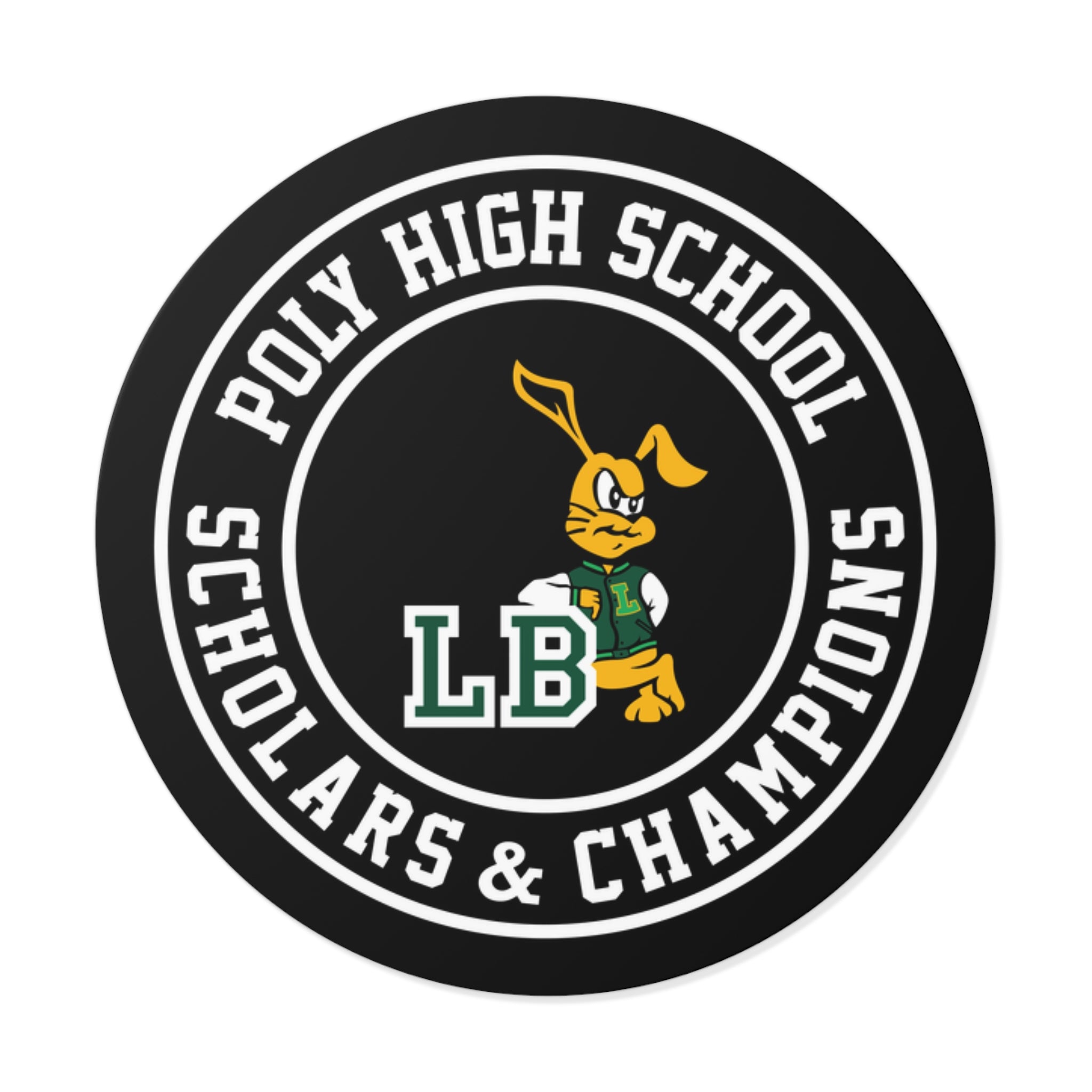 LB Poly Scholars and Champions Seal Round Stickers