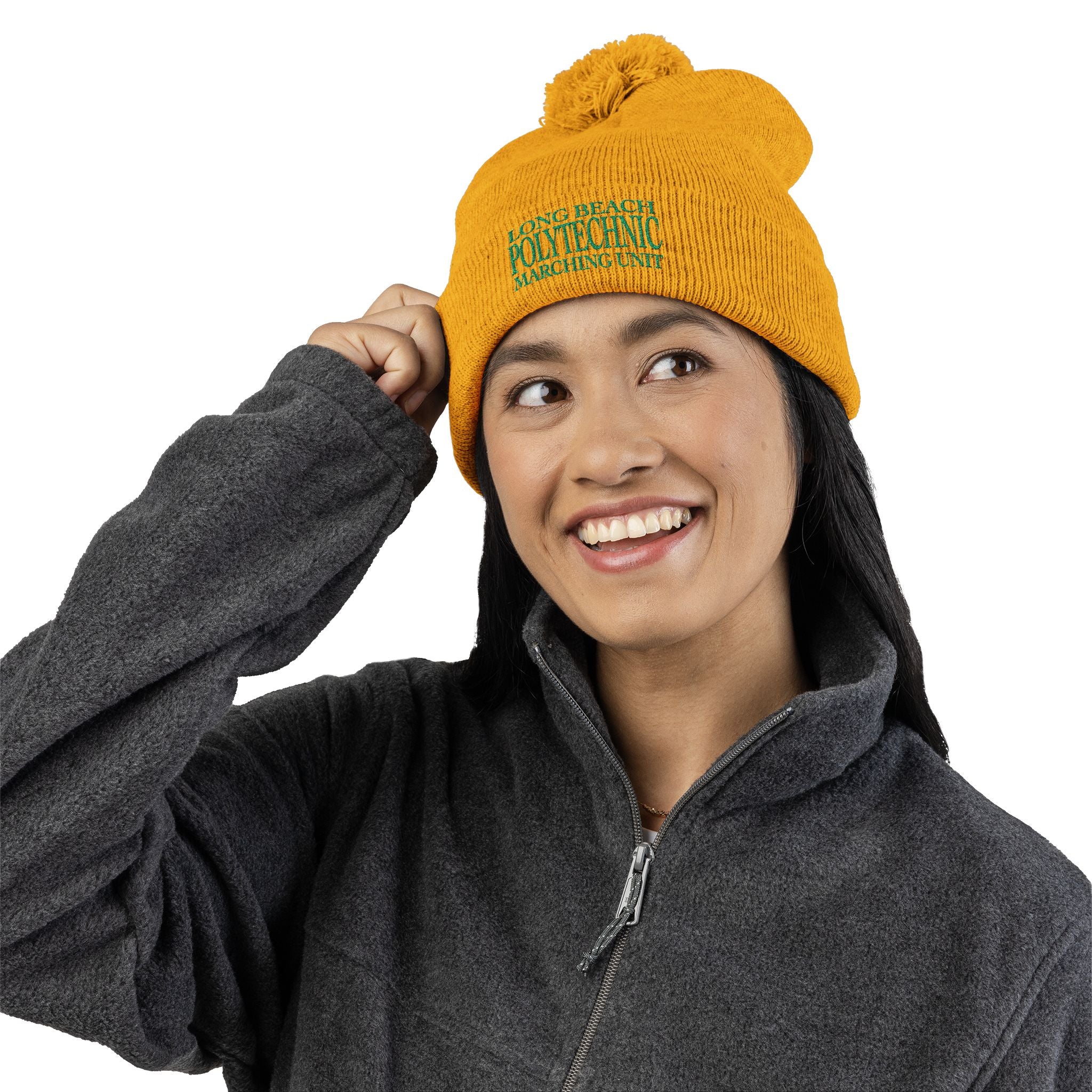 Long Beach Poly Marching Unit Pom-Pom Knit Beanie