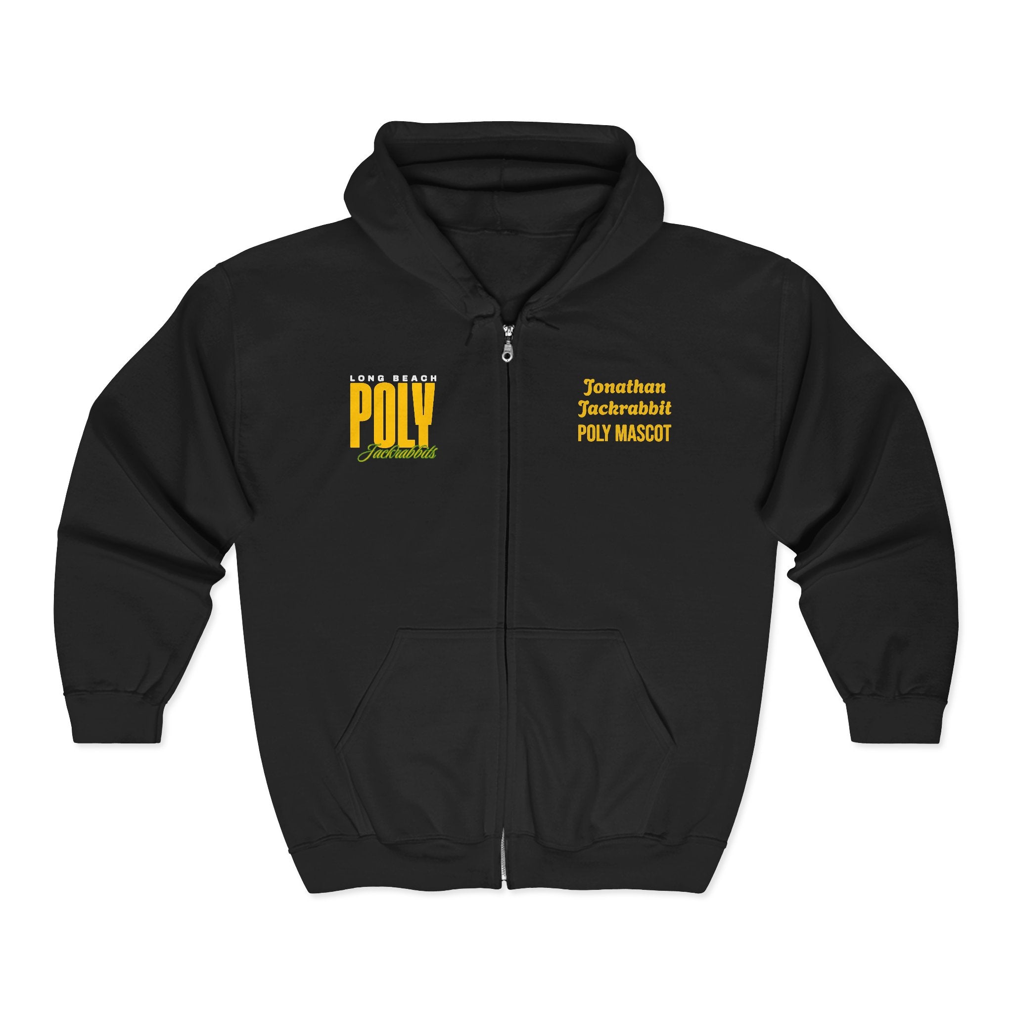 Personalizable Printed Long Beach Poly Jackrabbits Full‑Zip Hoodie