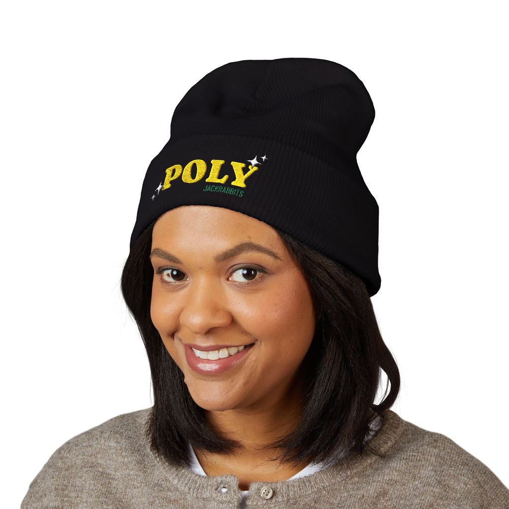 Poly Star Embroidered Cuffed Beanie