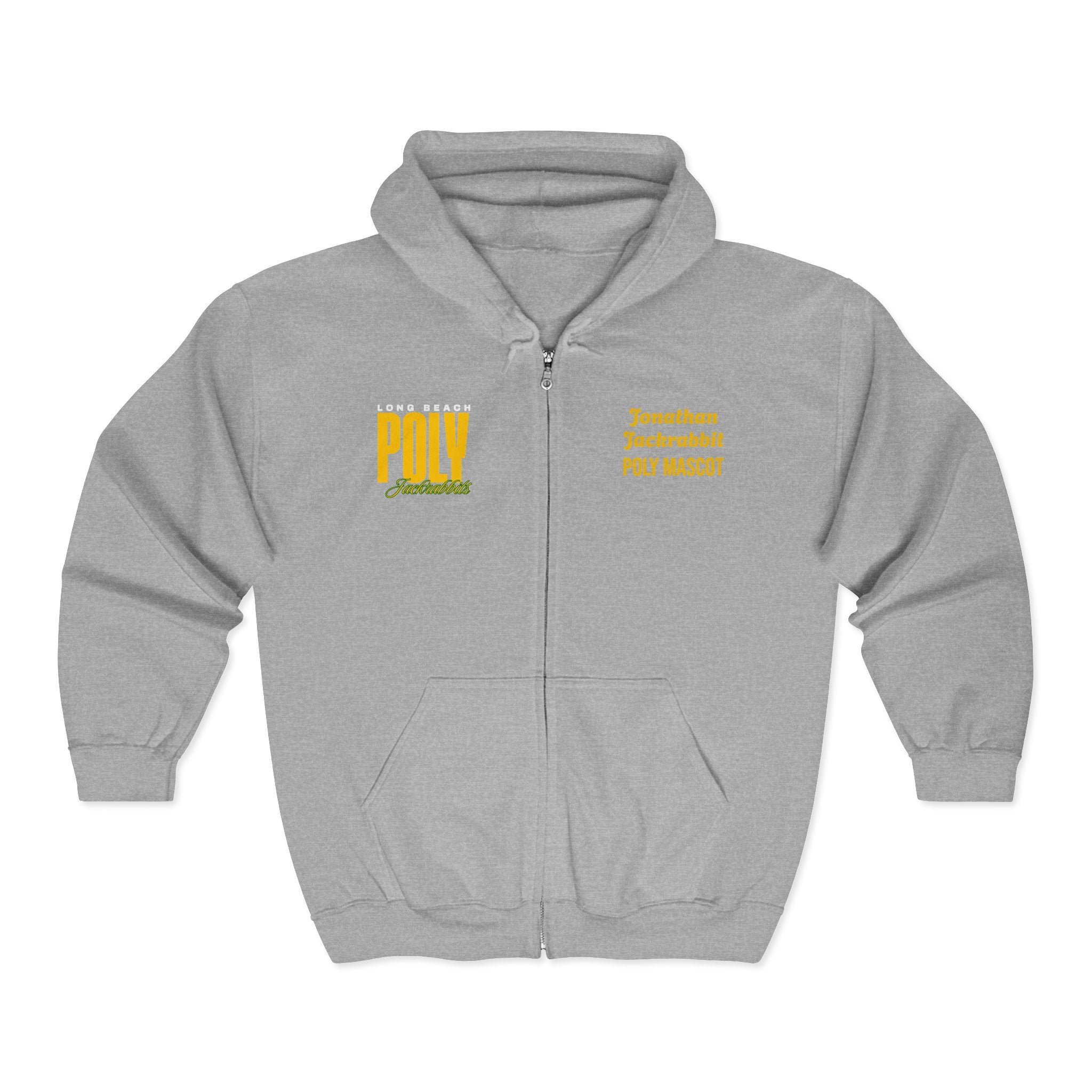 Personalizable Printed Long Beach Poly Jackrabbits Full‑Zip Hoodie